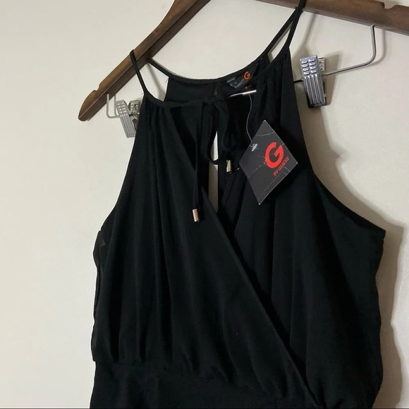 Guess Mamie Halter Dress Small Chic Minimalist Black Zipper Back Elegant New - Picture 2 of 12